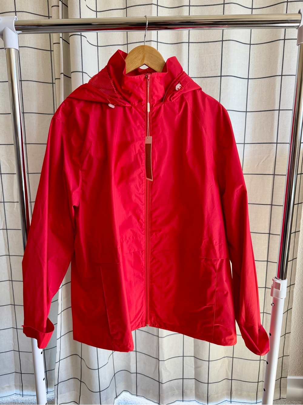 MYIFU Women’s XL Red Hooded Lightweight Rain Jacket Windbreaker